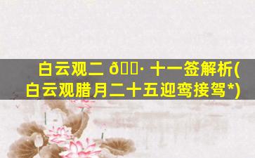 白云观二 🌷 十一签解析(白云观腊月二十五迎鸾接驾*
)